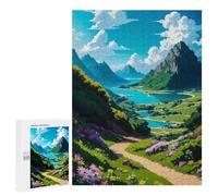 500 PCS Casse-têtes pour Adolescents Mountain Valley with Path Casse-têtes pour Adultes Jeu Pratique Défi Difficile Cadeaux Uniques pour Anniversaire Et Noël 500 PCS