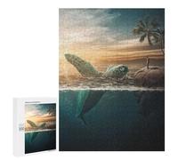 500 PCS Casse-têtes pour Adolescents Ocean's Whisper A Man and A Sea Turtle Casse-têtes pour Adultes Jeux Familiaux Défi Difficile Aidez Votre Cerveau À Faire Travailler 500 PCS