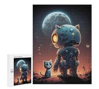 500 PCS Casse-têtes pour Adolescents Robotic Cat Companion Under The Moonlight Casse-têtes pour Adultes Jeux Familiaux Défi Difficile Aidez Votre Cerveau À Faire Travailler 500 PCS