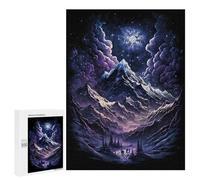 500 PCS Casse-têtes pour Adolescents Snowy Mountain Night Scene Casse-têtes pour Adolescents Activités Familiales pour Anniversaire, Noël Et Cadeaux Uniques 500 PCS