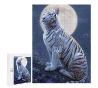 500 PCS Casse-têtes pour Adolescents White Tiger Moonlit Fantasy Casse-têtes pour Adolescents Activités Familiales pour Anniversaire, Noël Et Cadeaux Uniques 500 PCS