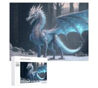 500 PCS Jeux De Puzzle pour Adolescents Blue Ice Dragon in Winter Forest Jeux De Puzzle pour Adolescents : Détente, Divertissement Et Humour, Cadeaux Anti-Stress 500 PCS