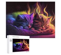 500 PCS Jeux De Puzzle pour Adolescents Colorful Kittens in Flames Jeux De Puzzle pour Adolescents : Détente, Divertissement Et Humour, Cadeaux Anti-Stress 500 PCS