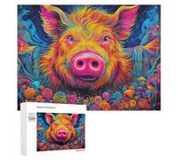 500 PCS Jeux De Puzzle pour Adolescents Colorful Pig Portrait -1 Jeux De Puzzle pour Adolescents : Détente, Divertissement Et Humour, Cadeaux Anti-Stress 500 PCS