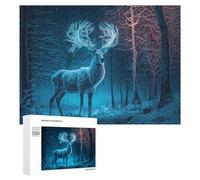 500 PCS Jeux De Puzzle pour Adolescents Enchanted Winter Forest with Glowing Deer Jeux De Puzzle pour Adolescents : Détente, Divertissement Et Humour, Cadeaux Anti-Stress 500 PCS
