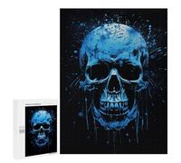 500 PCS Jeux De Puzzle pour Adolescents Glowing Blue Skull Artwork-3 Jeux De Puzzle pour Adolescents : Détente, Divertissement Et Humour, Cadeaux Anti-Stress 500 PCS