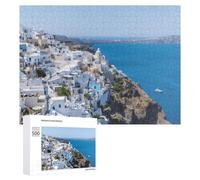 500 PCS Jeux De Puzzle pour Adolescents White Village by The Blue Sea Jeux De Puzzle pour Adolescents : Détente, Divertissement Et Humour, Cadeaux Anti-Stress 500 PCS
