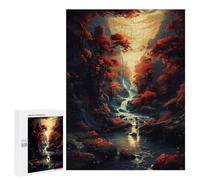 500 PCS Puzzle Autumnal Forest Stream Sunset Puzzle pour Adolescents Course De Vitesse Manuelle Liste De Souhaits avec Le Père Noël Jouets Jeux Éducatifs 500 PCS