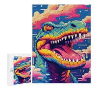 500 PCS Puzzle Colorful Dinosaur Art Print -3 Puzzle pour Adolescents Course De Vitesse Manuelle Liste De Souhaits avec Le Père Noël Jouets Jeux Éducatifs 500 PCS