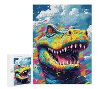 500 PCS Puzzle Colorful Dinosaur Art Print-7 Puzzle pour Adolescents Course De Vitesse Manuelle Liste De Souhaits avec Le Père Noël Jouets Jeux Éducatifs 500 PCS