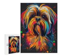500 PCS Puzzle Colorful Yorkshire Terrier Art Print Puzzle pour Adolescents Course De Vitesse Manuelle Liste De Souhaits avec Le Père Noël Jouets Jeux Éducatifs 500 PCS