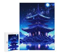 500 PCS Puzzle Fantasy Japanese Pagoda Night Scene Puzzle pour Adolescents Course De Vitesse Manuelle Liste De Souhaits avec Le Père Noël Jouets Jeux Éducatifs 500 PCS