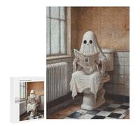 500 PCS Puzzle Ghost Reading Newspaper in Bathroom Puzzle pour Adolescents Course De Vitesse Manuelle Liste De Souhaits avec Le Père Noël Jouets Jeux Éducatifs 500 PCS