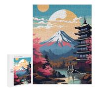 500 PCS Puzzle Japanese Pagoda Sunset Scene Puzzle pour Adolescents Course De Vitesse Manuelle Liste De Souhaits avec Le Père Noël Jouets Jeux Éducatifs 500 PCS
