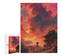 500 PCS Puzzle Japanese Sunset Pagoda Girl Puzzle pour Adolescents Course De Vitesse Manuelle Liste De Souhaits avec Le Père Noël Jouets Jeux Éducatifs 500 PCS