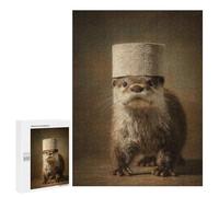 500 PCS Puzzle Otter with Toilet Paper Hat-1 Puzzle pour Adolescents Course De Vitesse Manuelle Liste De Souhaits avec Le Père Noël Jouets Jeux Éducatifs 500 PCS
