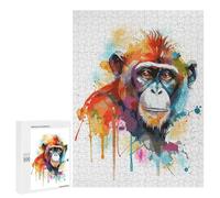 500 PCS Puzzle pour Adolescents Abstract Watercolor Monkey Puzzles pour Adultes - Jeu Familial - Une Œuvre d'art - Cadeaux Uniques pour Un Anniversaire Ou Noël 500 PCS