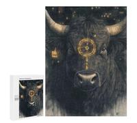 500 PCS Puzzle pour Adolescents Black Bull with Golden Symbol Puzzle pour Adultes : Jeu De Réflexion Et De Rapidité, Défi À Relever 500 PCS
