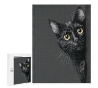 500 PCS Puzzle pour Adolescents Black Cat Peeking Puzzles pour Adultes : Analyse Et Logique. Chaque Pièce Est Unique - Casse-têtes pour Toute La Famille 500 PCS