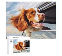 500 PCS Puzzle pour Adolescents Brittany Spaniel in Car Window Puzzles pour Adolescents, Jeux Familiaux, Analyse Et Logique, Défi Éducatif 500 PCS