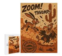 500 PCS Puzzle pour Adolescents Cartoon Desert Chase Rabbit and Vulture Puzzle Adulte, Jouet, Décoration Murale, Course De Vitesse Manuelle, Cadeaux Uniques pour Anniversaire Et Noël 500 PCS