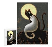 500 PCS Puzzle pour Adolescents Cats in The Moonlight Puzzles pour Adultes Jeu Manuel Assemblage De Motifs Cadeaux Uniques pour Anniversaire Et Noël 500 PCS