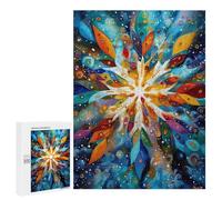500 PCS Puzzle pour Adolescents Celestial Snowflake - Abstract Winter Geometry in Gold & Blue Puzzle Adulte, Jouet, Décoration Murale, Course De Vitesse Manuelle, Cadeaux Uniques pour Anniversaire Et