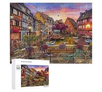 500 PCS Puzzle pour Adolescents Charming European Canal Scene Puzzle Puzzles pour Adolescents, Jouets Anti-Stress, Passe-Temps, Défi Éducatif