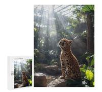 500 PCS Puzzle pour Adolescents Cheetah Cub in Sunlit Jungle Puzzle pour Adultes : Jeu De Réflexion Et De Rapidité, Défi À Relever 500 PCS
