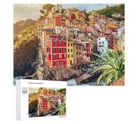500 PCS Puzzle pour Adolescents Colorful Coastal Village Puzzle Puzzles pour Adolescents, Jouets Anti-Stress, Passe-Temps, Défi Éducatif