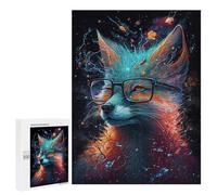 500 PCS Puzzle pour Adolescents Colorful Fox with Glasses Art Print Puzzles pour Adultes : Analyse Et Logique. Chaque Pièce Est Unique - Casse-têtes pour Toute La Famille 500 PCS