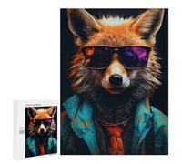 500 PCS Puzzle pour Adolescents Cool Sunglasses Red Fox Puzzles pour Adolescents, Jeux Familiaux, Analyse Et Logique, Défi Éducatif 500 PCS