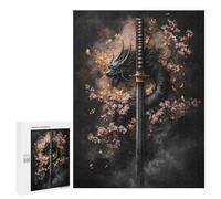500 PCS Puzzle pour Adolescents Dragon Sword with Cherry Blossoms -4 Puzzles pour Adultes - Défi Difficile - Activités Amusantes À La Maison pour Les Jeux 500 PCS