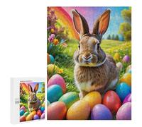 500 PCS Puzzle pour Adolescents Easter Bunny with Colorful Eggs Puzzle pour Adultes - Jeux De Détente - Assemblage De Motifs - Cadeaux Uniques pour Anniversaire Et Noël 500 PCS
