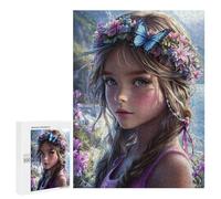 500 PCS Puzzle pour Adolescents Fantasy Flower Crown with Butterfly Puzzles pour Adultes - Défi Difficile - Activités Amusantes À La Maison pour Les Jeux 500 PCS