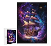 500 PCS Puzzle pour Adolescents Fantasy Sailing Ship in Starry Sky Puzzles pour Adultes : Analyse Et Logique. Chaque Pièce Est Unique - Casse-têtes pour Toute La Famille 500 PCS