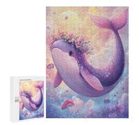 500 PCS Puzzle pour Adolescents Fantasy Whale with Flowers Puzzles pour Adultes : Analyse Et Logique. Chaque Pièce Est Unique - Casse-têtes pour Toute La Famille 500 PCS