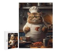 500 PCS Puzzle pour Adolescents Fat Cat Cook Chef Puzzle pour Adultes Jouets Anti-Stress Analyse Et Logique Interaction Parent-Enfant 500 PCS