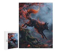 500 PCS Puzzle pour Adolescents Fiery Fox Leaping Through Cherry Blossoms Puzzle pour Adultes - Jeux De Détente - Assemblage De Motifs - Cadeaux Uniques pour Anniversaire Et Noël 500 PCS