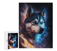 500 PCS Puzzle pour Adolescents Flame & Ice Wolf Art Print Puzzles pour Adultes : Analyse Et Logique. Chaque Pièce Est Unique - Casse-têtes pour Toute La Famille 500 PCS