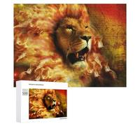 500 PCS Puzzle pour Adolescents Flaming Lion Digital Artwork Puzzles pour Adolescents, Jouets Anti-Stress, Passe-Temps, Défi Éducatif
