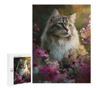 500 PCS Puzzle pour Adolescents Floral Cat Portrait Puzzles pour Adultes - Défi Difficile - Activités Amusantes À La Maison pour Les Jeux 500 PCS