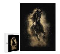 500 PCS Puzzle pour Adolescents Galloping Horse with Golden Dust Puzzle pour Adultes : Jeu De Réflexion Et De Rapidité, Défi À Relever 500 PCS