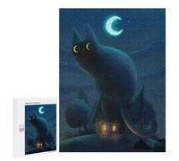 500 PCS Puzzle pour Adolescents Giant Night Cat Jeu De Puzzle pour Adultes, Casse-tête, Cadeau d'anniversaire, Défi Éducatif 500 PCS