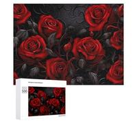 500 PCS Puzzle pour Adolescents Gothic Red Rose Wallpaper-2 Puzzles pour Adolescents, Jouets Anti-Stress, Passe-Temps, Défi Éducatif