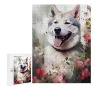500 PCS Puzzle pour Adolescents Husky Dog Watercolor Puzzle pour Adultes : Jeu De Réflexion Et De Rapidité, Défi À Relever 500 PCS