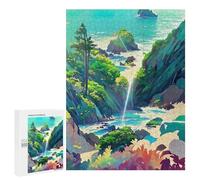 500 PCS Puzzle pour Adolescents Island with Waterfall and Ocean Puzzles pour Adolescents, Jouets Anti-Stress, Passe-Temps, Défi Éducatif
