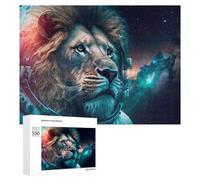 500 PCS Puzzle pour Adolescents Lion in Space Helmet Puzzles pour Adolescents, Jouets Anti-Stress, Passe-Temps, Défi Éducatif