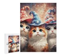 500 PCS Puzzle pour Adolescents Magical Cat Hats Fantasy Puzzles pour Adultes - Défi Difficile - Activités Amusantes À La Maison pour Les Jeux 500 PCS