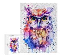 500 PCS Puzzle Pour Adolescents Mignon Owl Wearing Glasses Puzzle Pour Adultes Jeu Pratique Course De Vitesse Des Mains Amusant À La Maison, 500 PCS